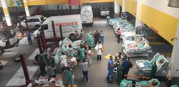 Incêndio em hospital: Oficina mecânica vira refúgio de pacientes; veja