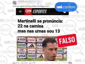 Martinelli não declarou voto no PT; post com logo da CNN é montagem