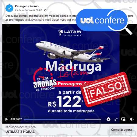 Post com promoção 'Madruga Latam' é golpe e direciona para site fraudulento