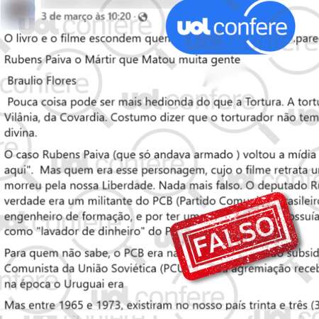 É falso que Rubens Paiva era do PCB ou da VPR