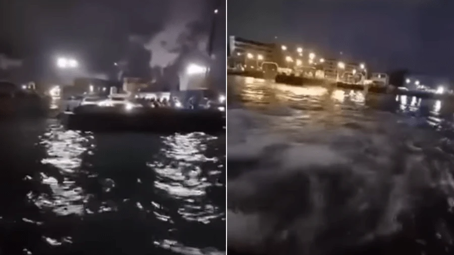 Balsas colidem após falha em travessia entre Santos e Guarujá; veja vídeo