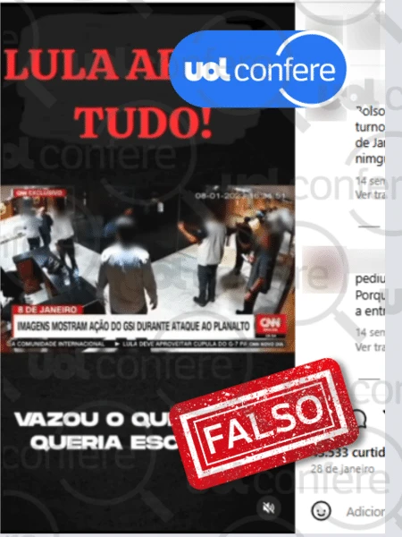 Imagens de ex-GSI no 8/1 não foram vazadas nem provam 'armação' de Lula