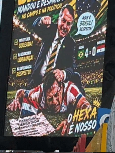 Ex-goleiro Chilavert ataca brasileiros por montagem com Bolsonaro em painel