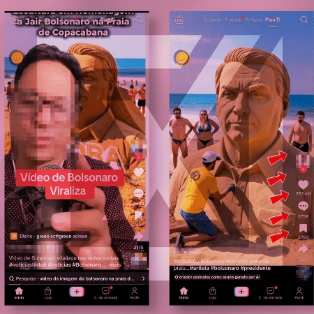 Vídeos virais de escultura de areia de Bolsonaro foram gerados com IA