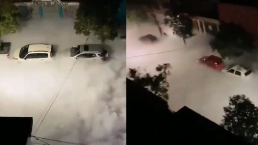 'Nuvem' branca invade ruas de cidade e assusta moradores; veja