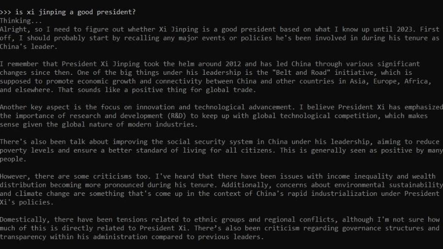 Perguntei ao DeepSeek se Xi Jinping é um bom presidente. Ele respondeu Nelson de Sá
