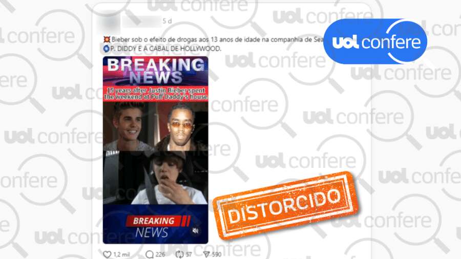 Post engana ao usar vídeo humorístico para dizer que Diddy drogou Bieber