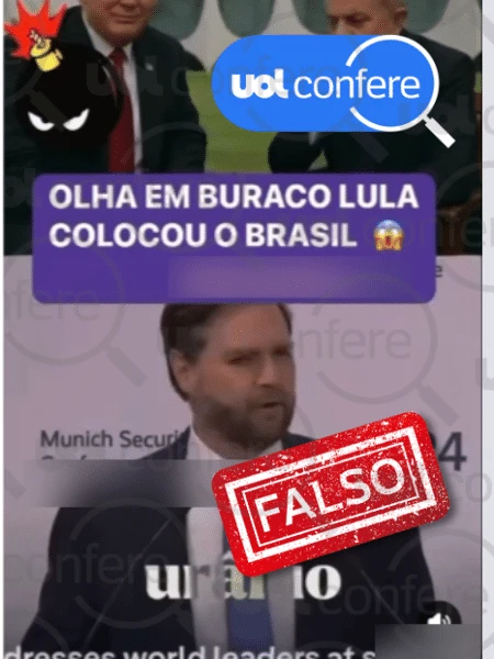 J.D. Vance não disse que Brasil forneceu urânio ao Irã; dublagem é falsa