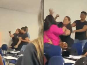 Aluna aponta arma para colega durante briga em faculdade em Maceió