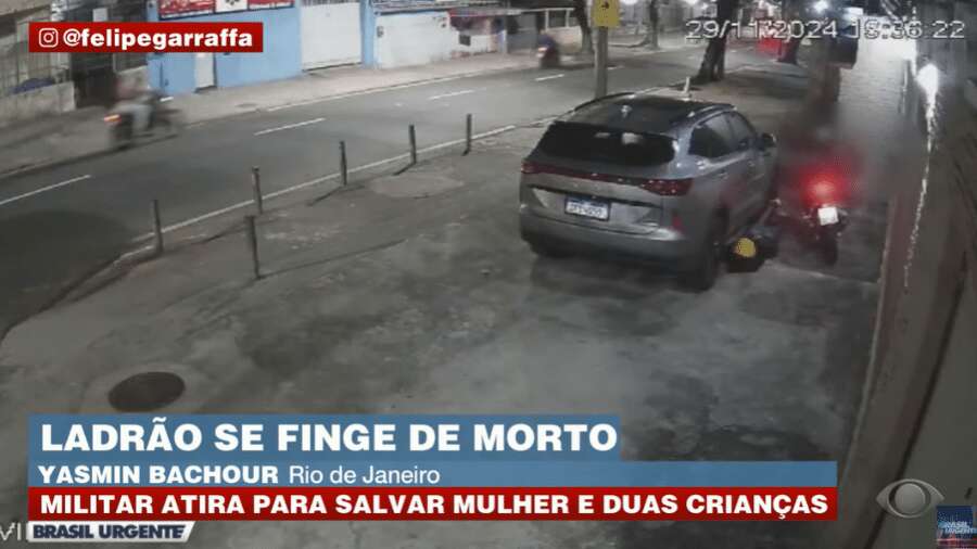 Criminoso se finge de morto após militar reagir a tiros em assalto no RJ