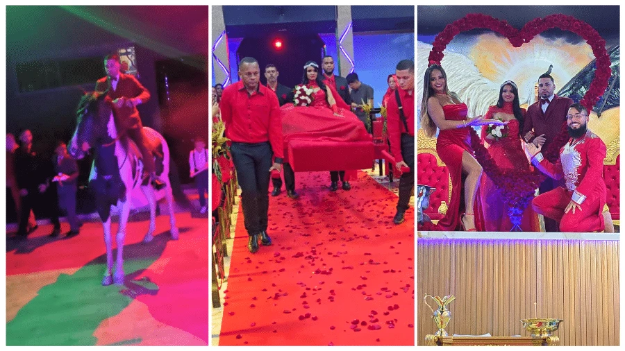 'Lúcifer é luz': como foi o casamento 'luciferiano' com noivos de vermelho