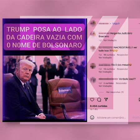 Imagem de Trump ao lado de cadeira com nome de Bolsonaro foi criada com IA