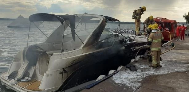Explosão seguida de incêndio em lancha deixa quatro feridos em Brasília
