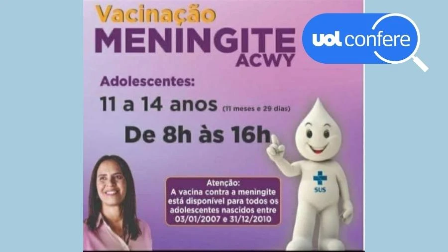 Público-alvo de vacina ACWY, para meningite, são jovens de 11 e 12 anos