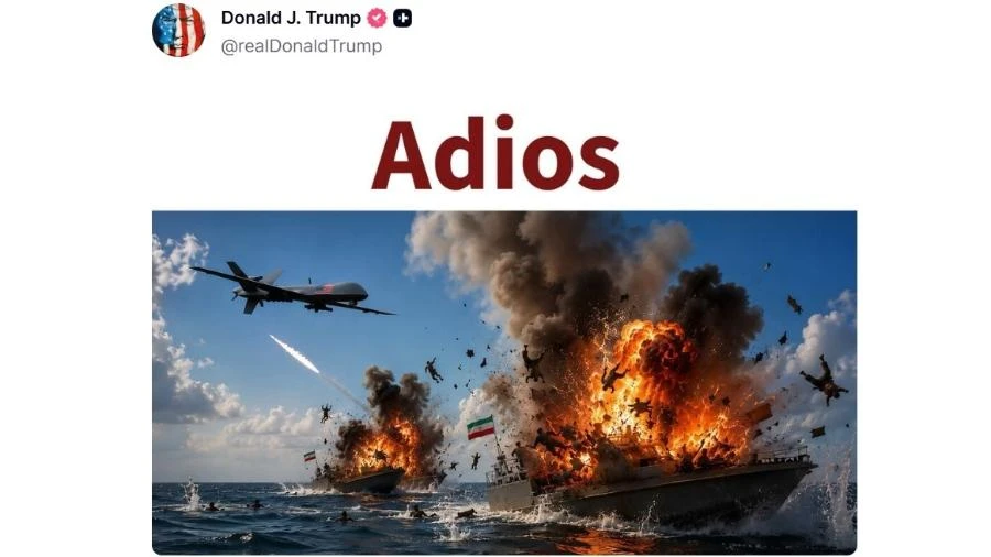 Após postar imagem de navio do Irã bombardeado, Trump diz que acordo avança