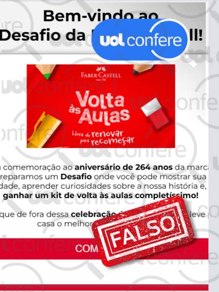 Faber-Castell não tem campanha com quiz que libera prêmios; é golpe