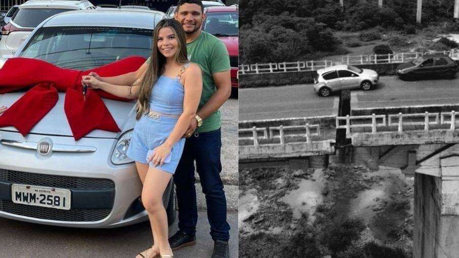 Carro está há quase um mês preso a fenda de ponte que desabou no MA