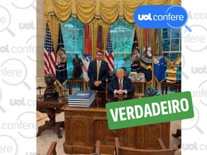 Foto de Flávio Bolsonaro ao lado de Trump é verdadeira