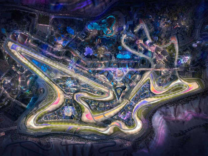 Así es el futurista circuito de Qiddiya para F1; curva a 70m de altura