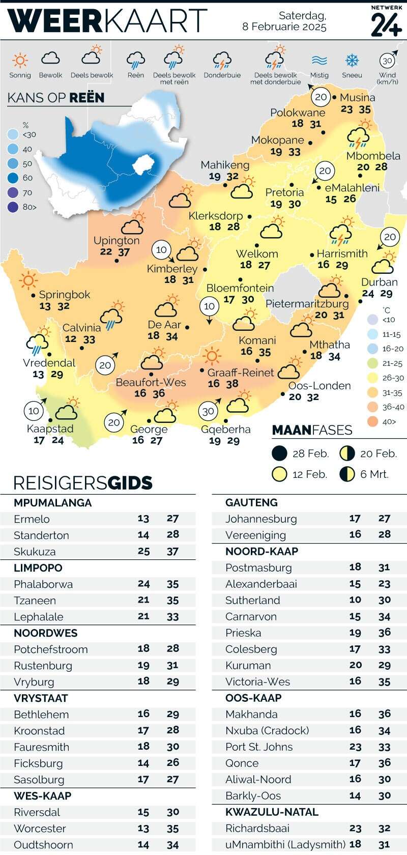 WEERKAART | Die weer in jou streek Saterdag