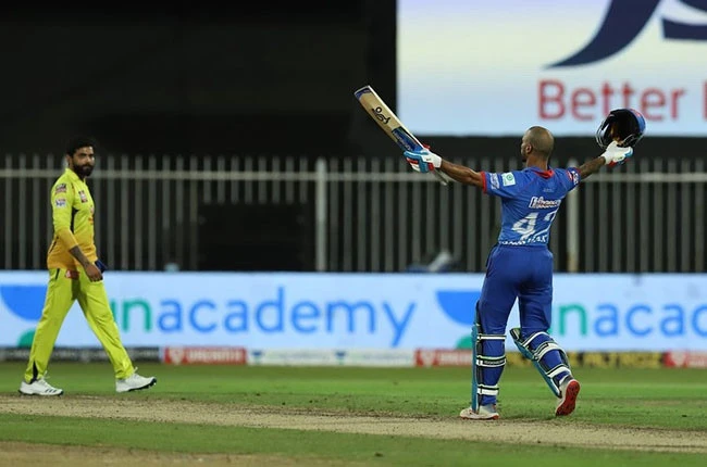 Dhawan hits first IPL ton to keep Delhi top of the table