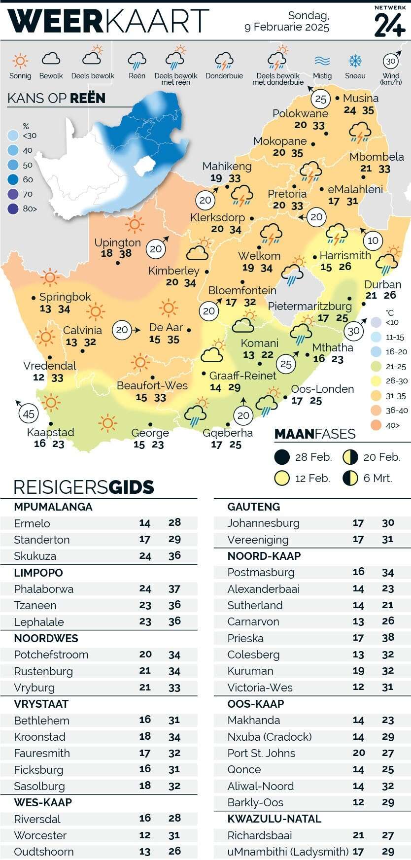 WEERKAART | Die weer in jou streek Sondag