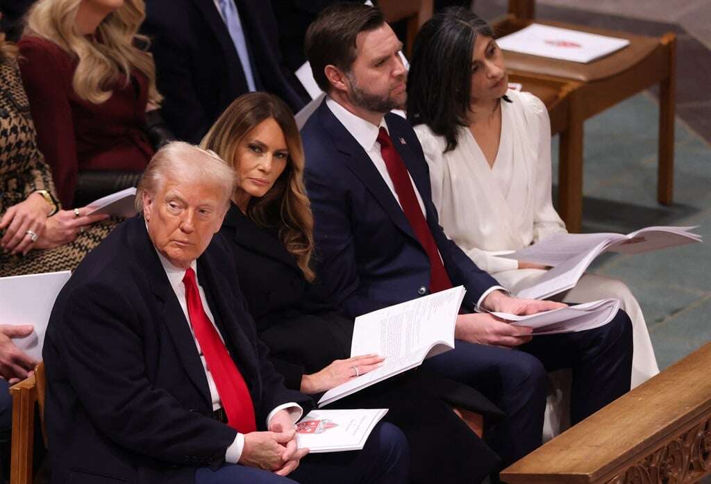 Stony-faced Donald Trump gets a lecture on mercy in post-inauguration church service