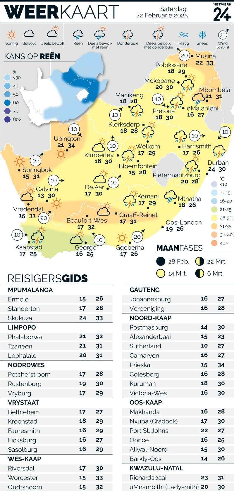 WEERKAART | Die weer in jou streek Saterdag