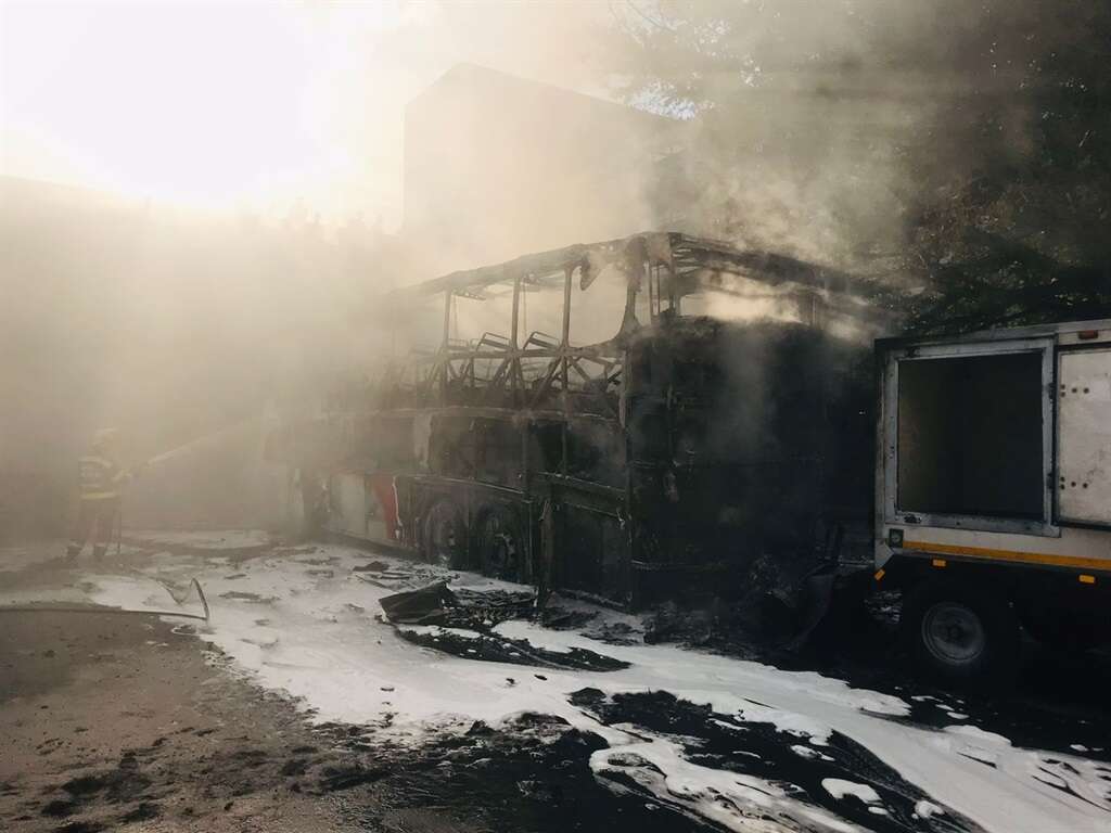 WATCH | Intercape bus goes up in flames, black smoke fills parts of Cape Town