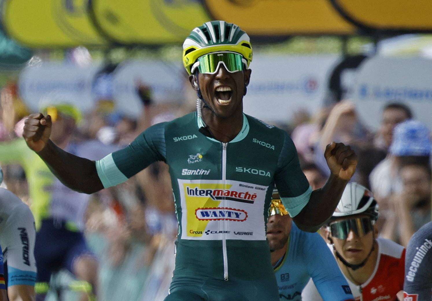 Wéér glorie vir Girmay (en Afrika) in Tour de France