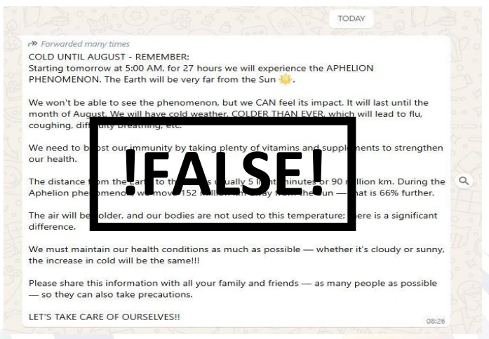 ‘Afelion-verskynsel’ is fopnuus, waarsku weerdiens