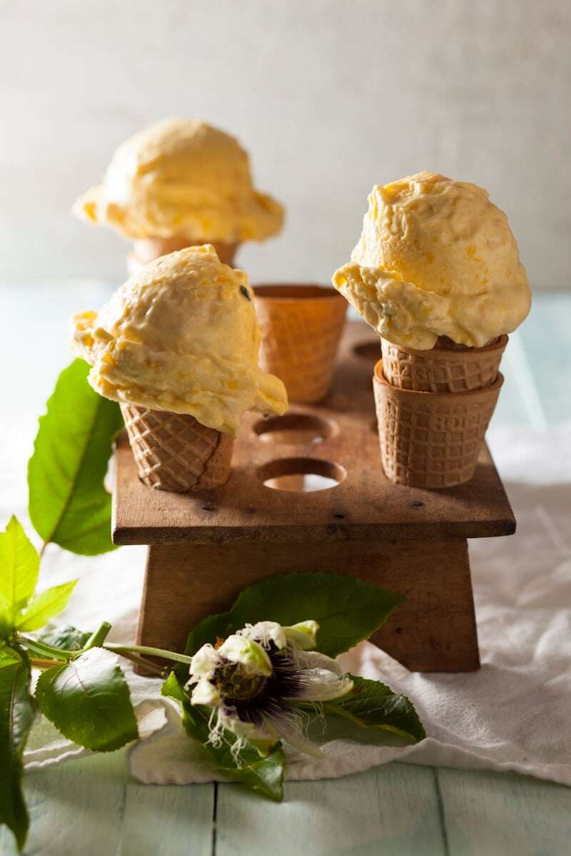 Five-minute mango and passionfruit ice cream