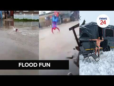 WATCH | Spider-Man swings into Khayelitsha, Speedo-Man hangs out in Matroosberg: Finding fun in floods