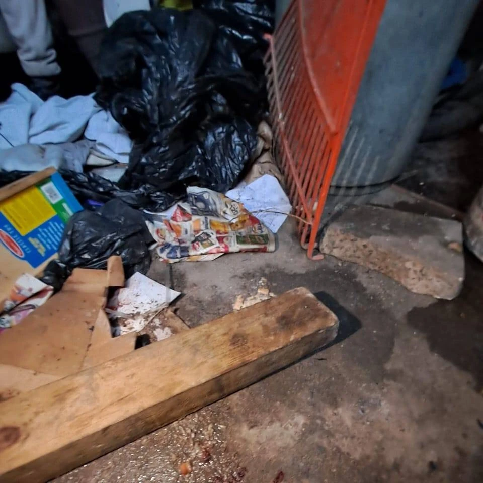 Kaapse man in hof oor kat wat glo met plastieksak versmoor is