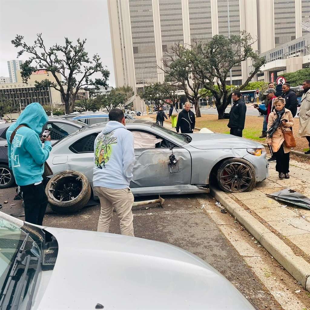 WATCH | 'I saw a car flying': BMW motorist smashes into parked vehicles in Cape Town