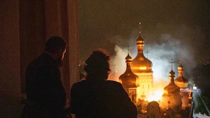 Russian attack sets fire to a UNESCO-listed monastery in Kyiv