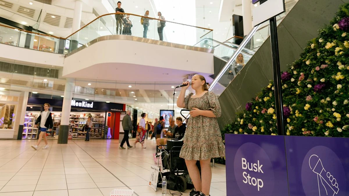 Singer, 11, launches Busk Stop for musicians to perform in shopping centre
