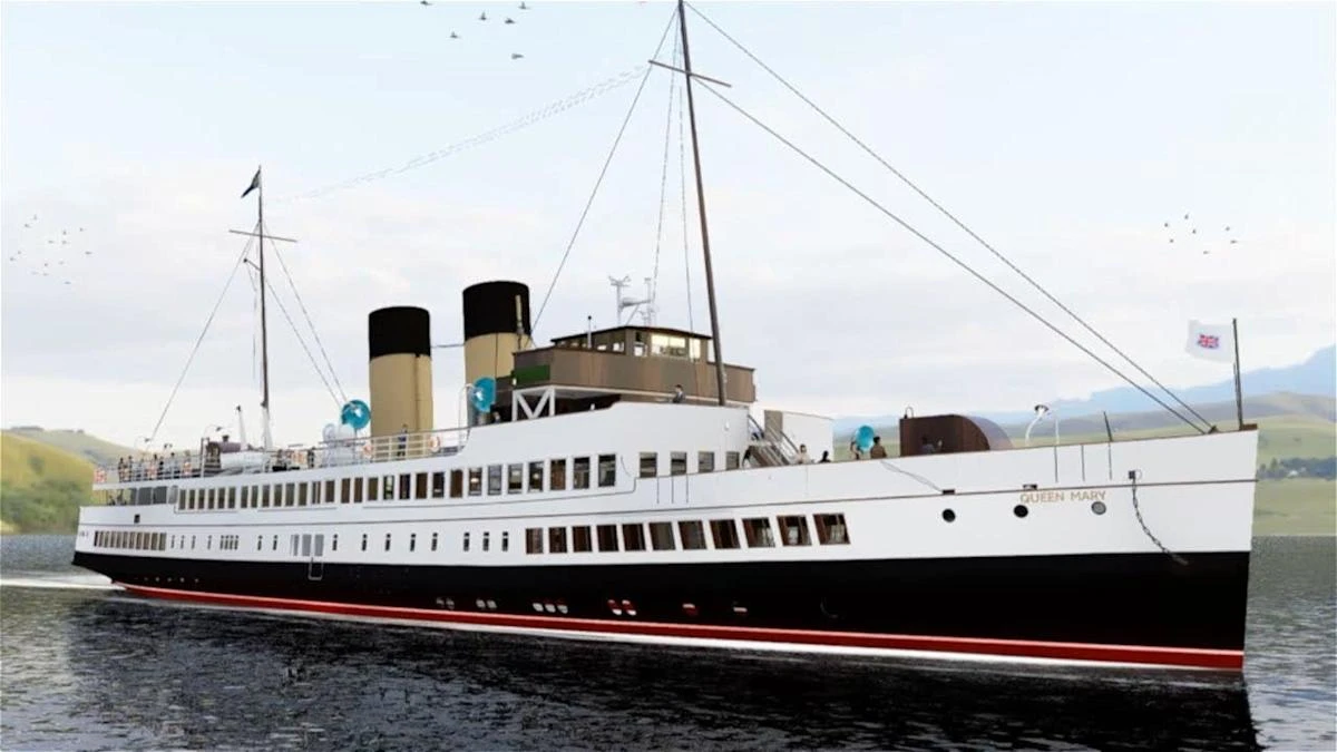 Princess Royal views continuing restoration work on Clyde steamer