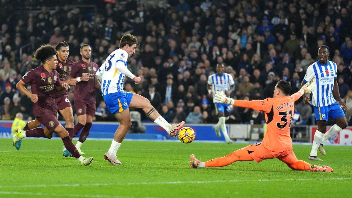 Brighton fight back to stun Man City as champions suffer fourth successive loss