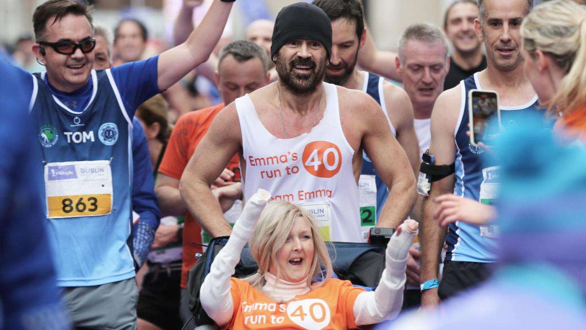 Hollywood star Colin Farrell hails friend’s courage after Dublin Marathon finish