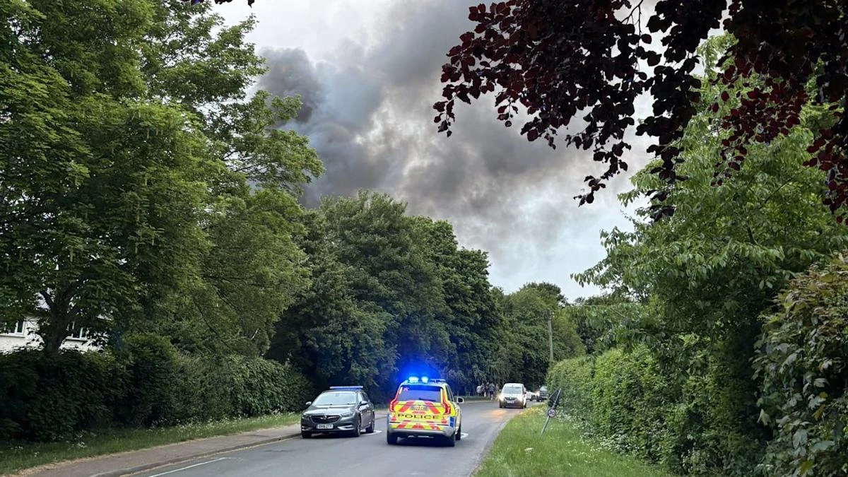 Huge fire and ‘multiple explosions’ heard near former RAF airfield