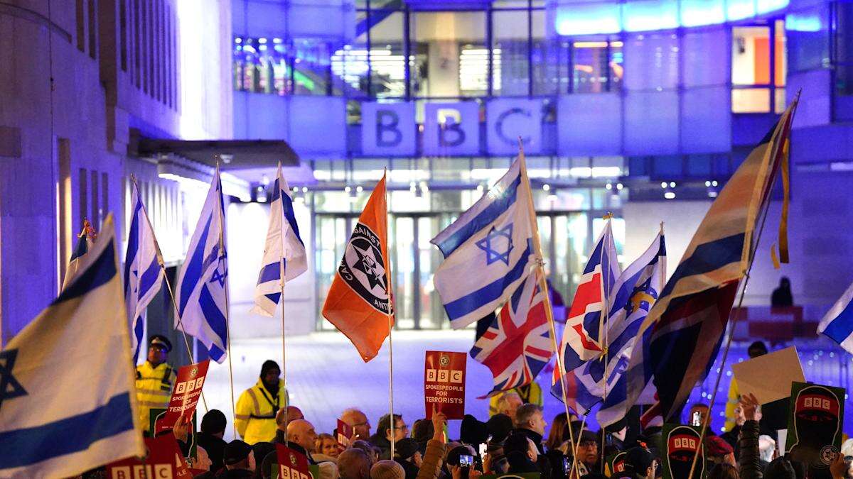 Campaign Against Antisemitism holds protest outside BBC in London