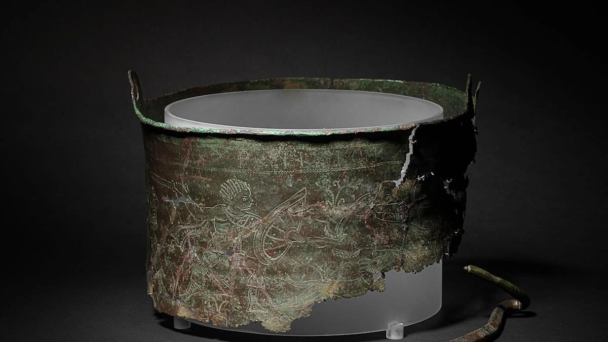Byzantine bucket unearthed at Sutton Hoo ‘contained remains of important person’