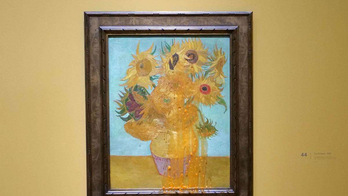 Three charged with criminal damage after soup thrown at Van Gogh paintings