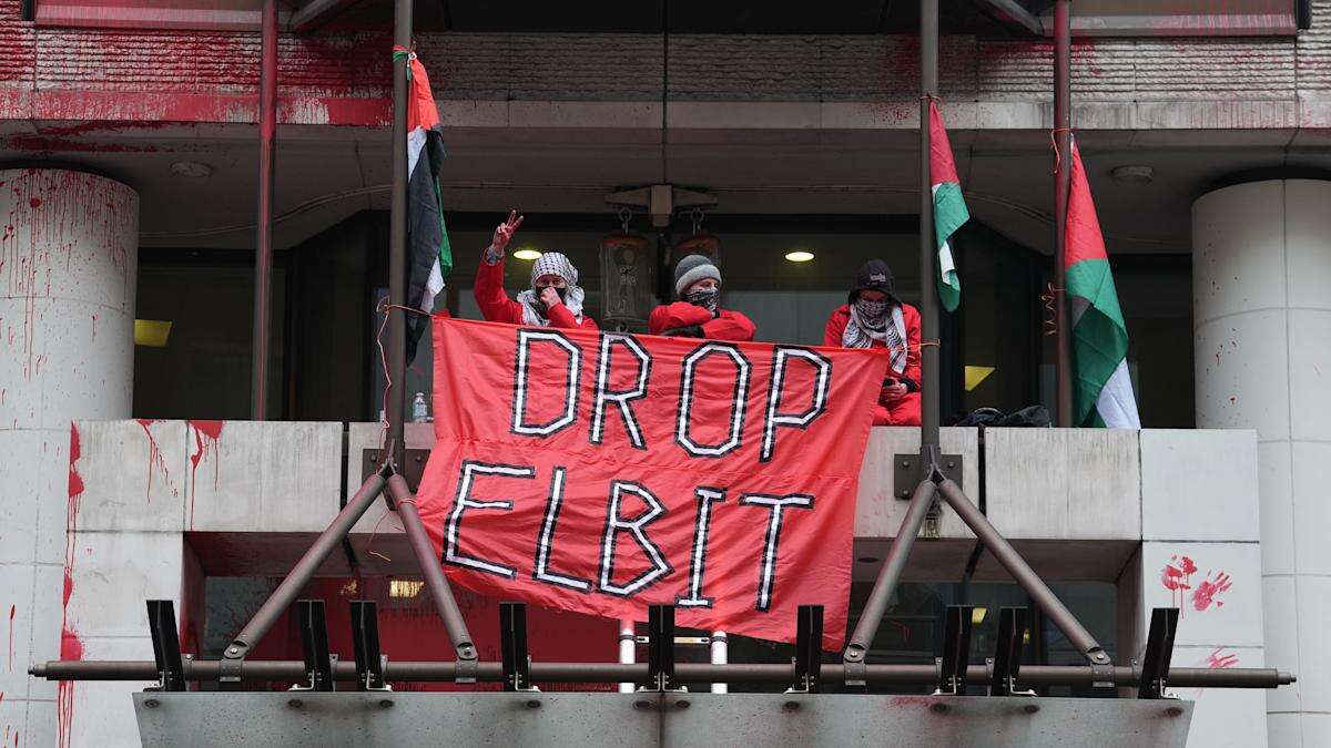 Pro-Palestine protesters spray red paint on insurance giant’s offices