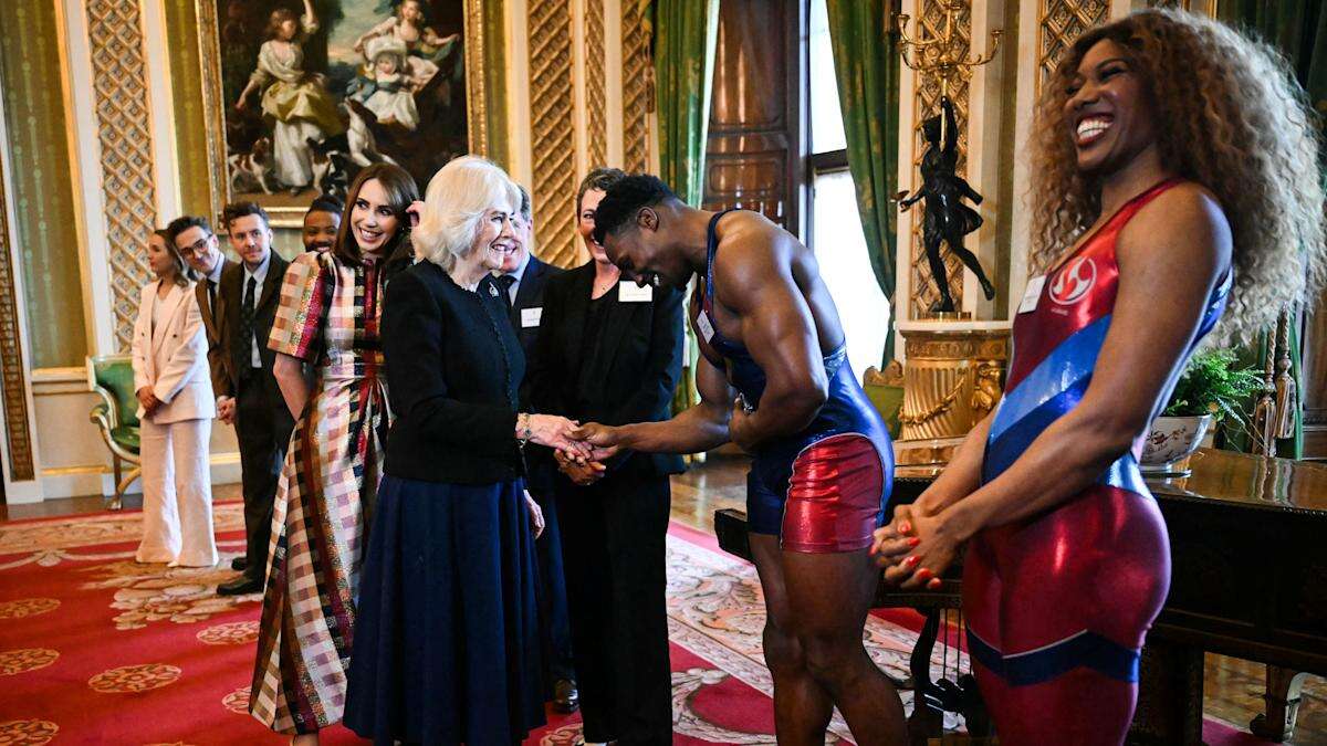 Queen welcomes stars to palace for young writers’ competition