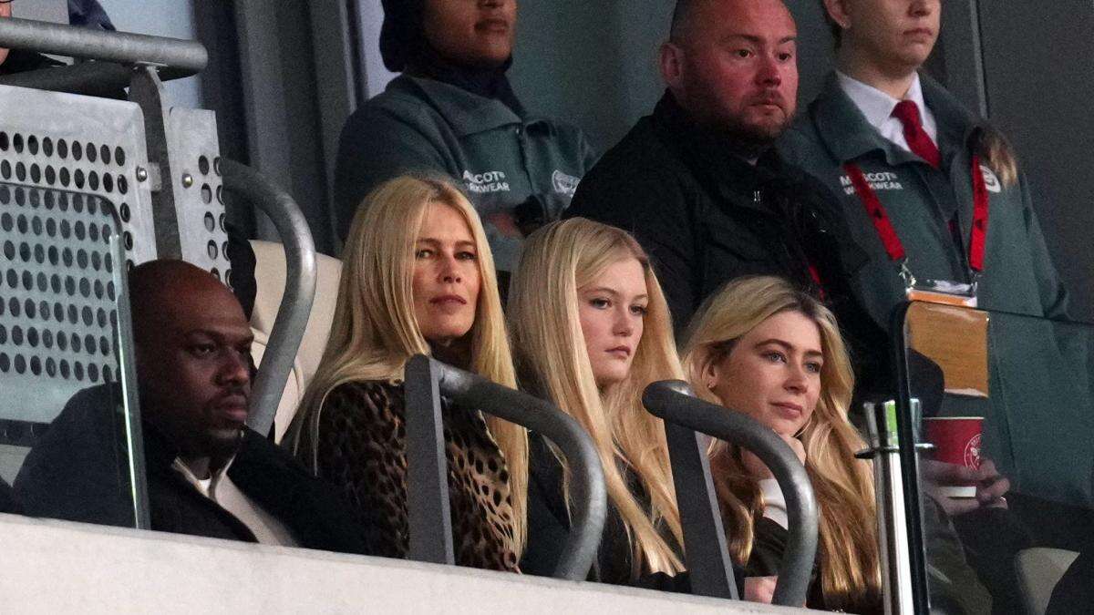 Claudia Schiffer watches Premier League game at London stadium