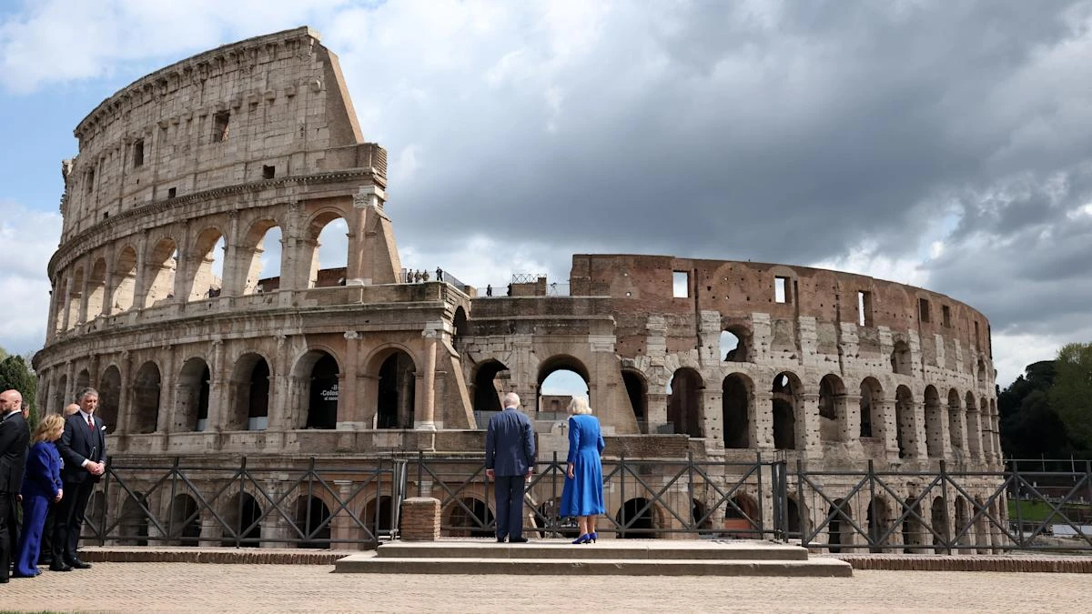 King hails ‘brilliant’ restoration of the Colosseum during state visit to Rome