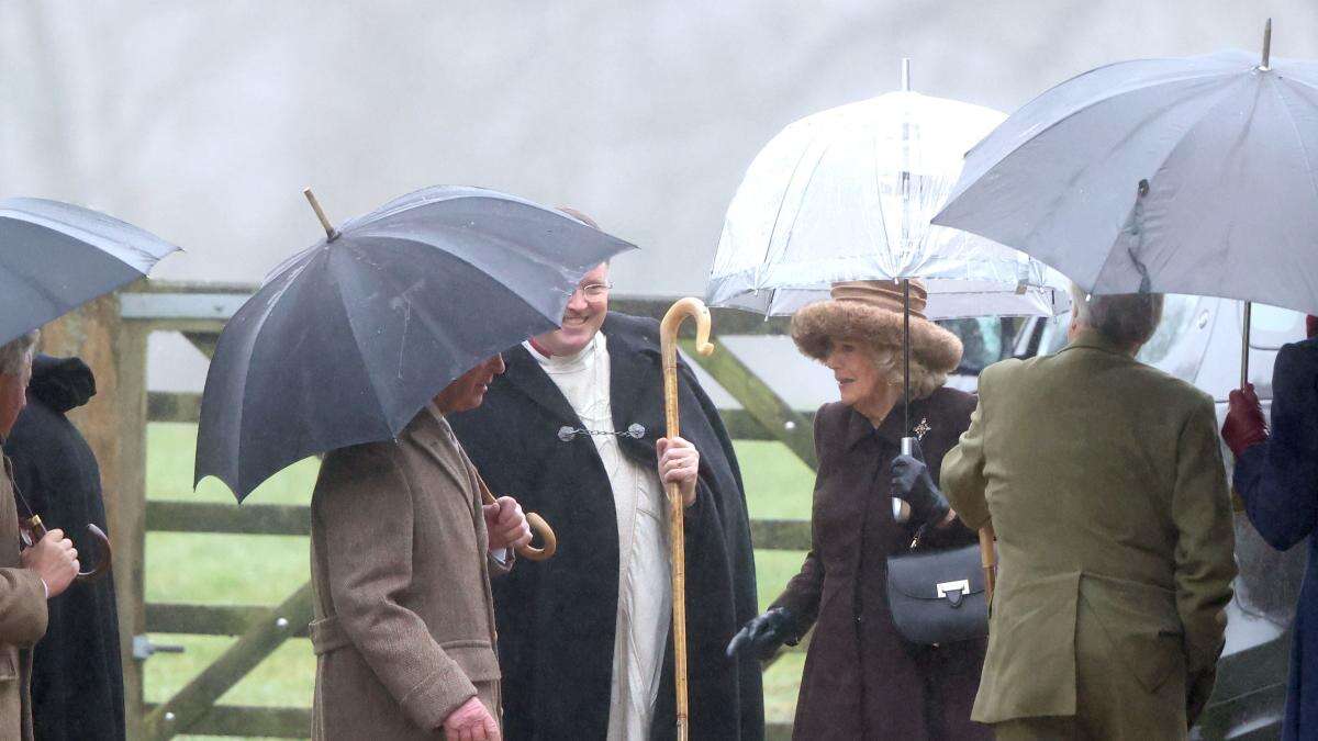 King and Queen brave wintry weather to attend church in Sandringham