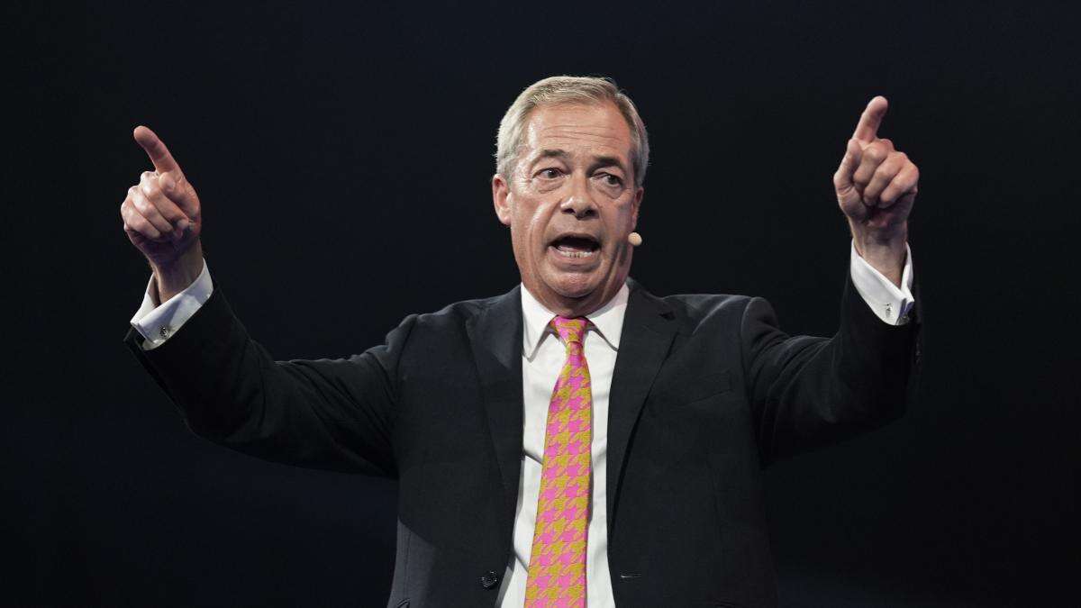 Farage plays up links with Trump and criticises Harris’s ‘radical left’ history